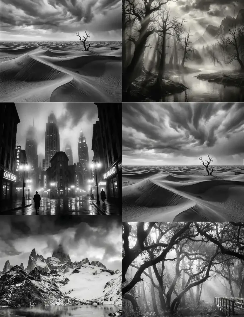 Black and White Wallpaper AI Prompts