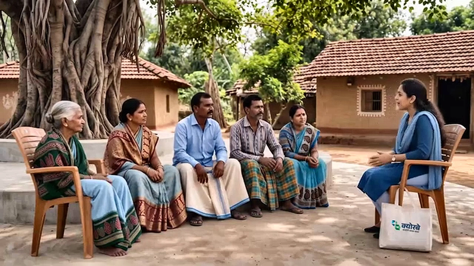 CureBay Kavach reference group scene under banyan tree